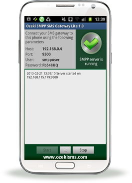 installing and launching ozeki 10 smpp on android