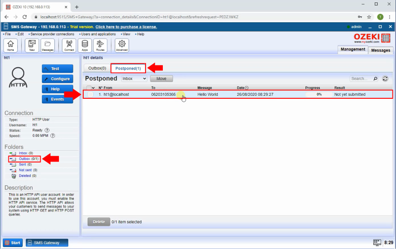 OZEKI Send message Scheduled SMS