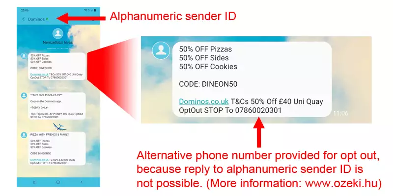 Alphanumeric SMS sender ID