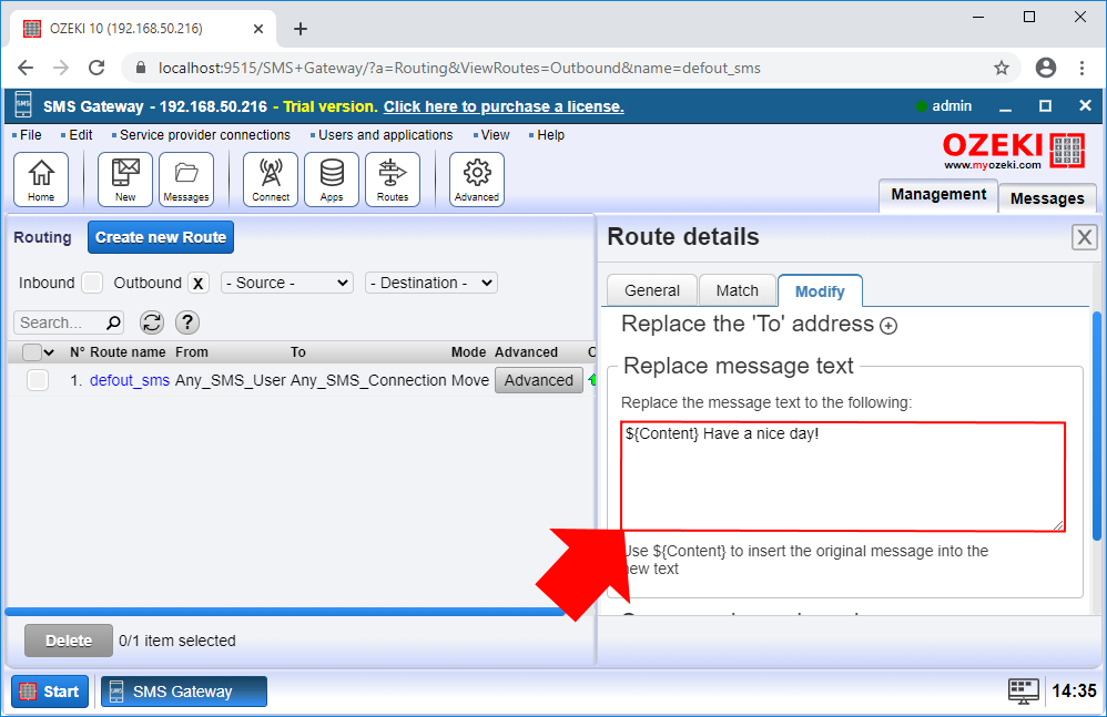 configure the swap of sender and receiver