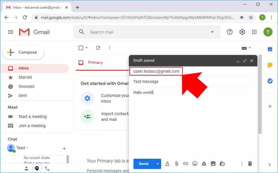 write an e-mail message to the gmail account
